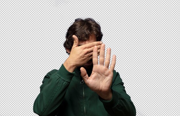 cubrirse la cara con la mano y poner la otra mano al frente para evitar que la cámara rechace fotos o imágenes