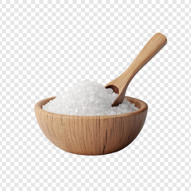 Cuenco de sal de madera con cuchara de madera