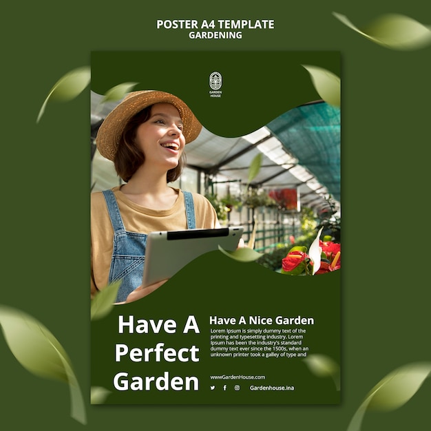 PSD gratuito cuida las plantas a4 poster con hojas.