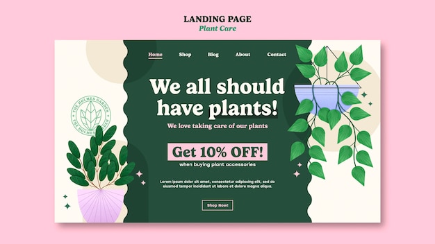 Cuidando la plantilla de la página de destino de las plantas