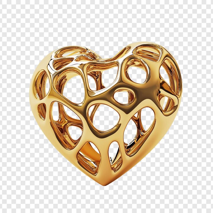 PSD gratuito cuore d'oro una scultura di cuore astratta renderizzata in 3d