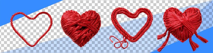 PSD gratuito cuori rossi e filato per progetti creativi