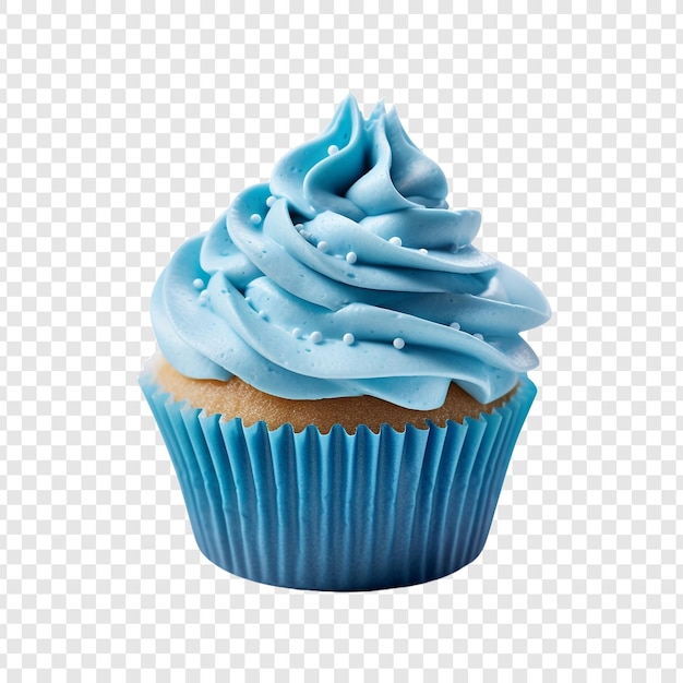 PSD gratuito cupcake de fantasía con glaseado azul aislado sobre fondo transparente