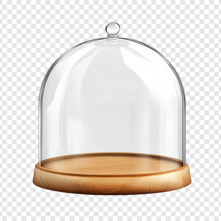 PSD gratuito cupola di vetro con base di legno elegante vetrina