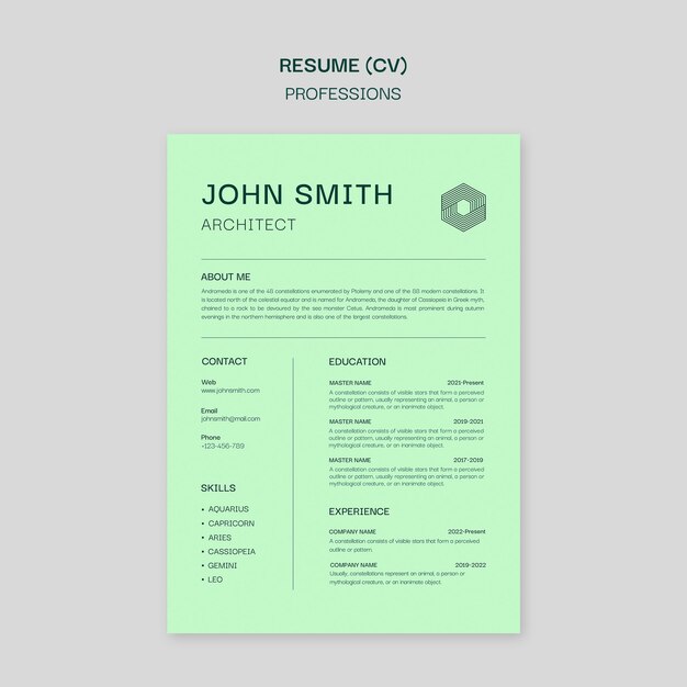 El currículum del arquitecto John Smith