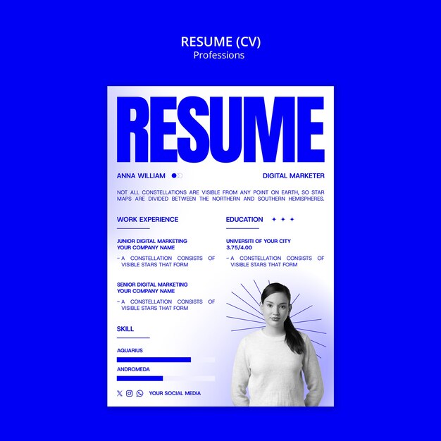 Curriculum vitae moderno para el vendedor digital