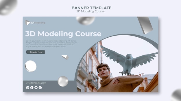 PSD gratuito curso de modelado 3d diseño de banner