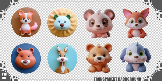 Cute Cartoon Animal Icons for Children Content
