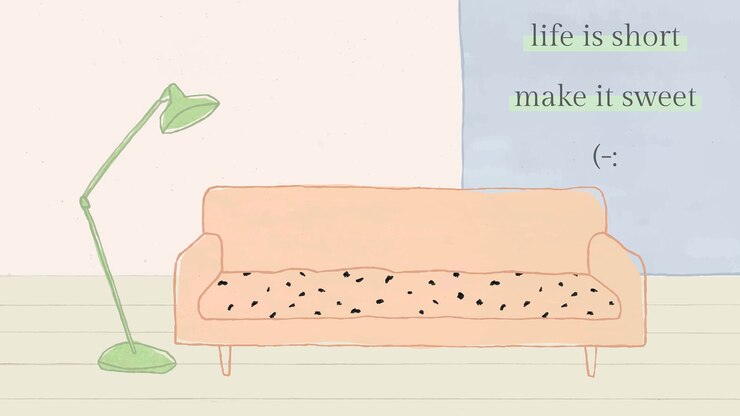 PSD Gratis cute quote template psd with hand drawn home interior