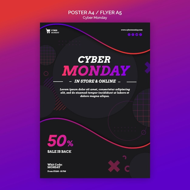 Gratis PSD cyber maandag concept sjabloon folder