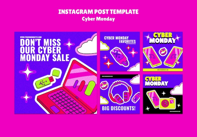 Gratis PSD cyber maandag instagram berichten