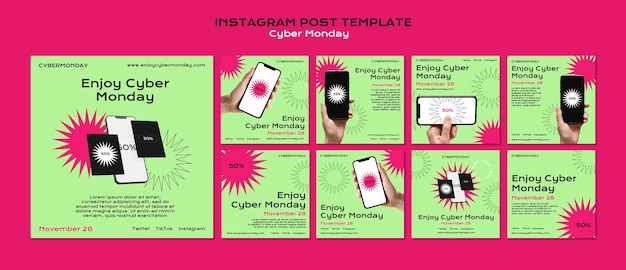 Cyber maandag korting instagram posts sjabloon