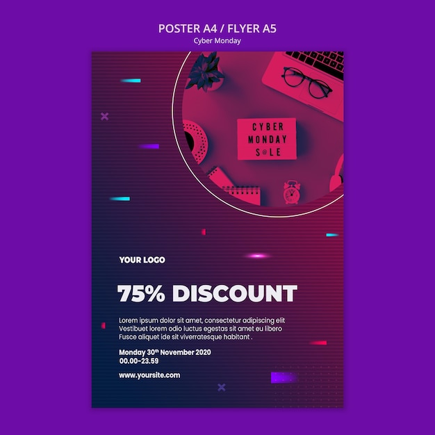 Gratis PSD cyber maandag poster sjabloon