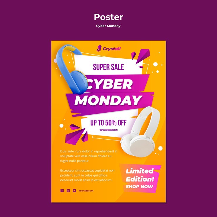 Gratis PSD cyber maandag poster sjabloon