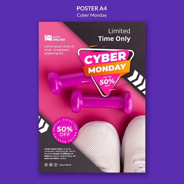 Gratis PSD cyber maandag tech afdruksjabloon