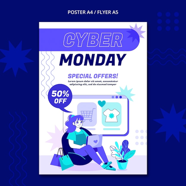 Gratis PSD cyber maandag verticale postersjabloon