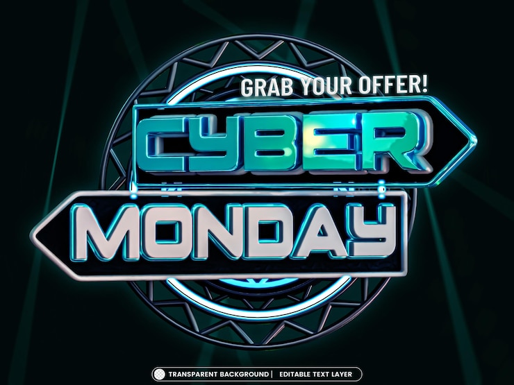PSD Gratis cyber monday sale banner with editable text effect