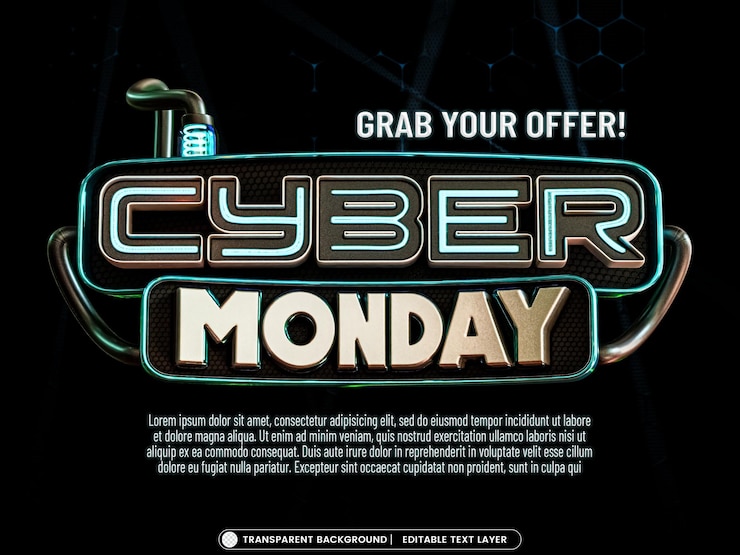 PSD Gratis cyber monday sale banner with editable text effect