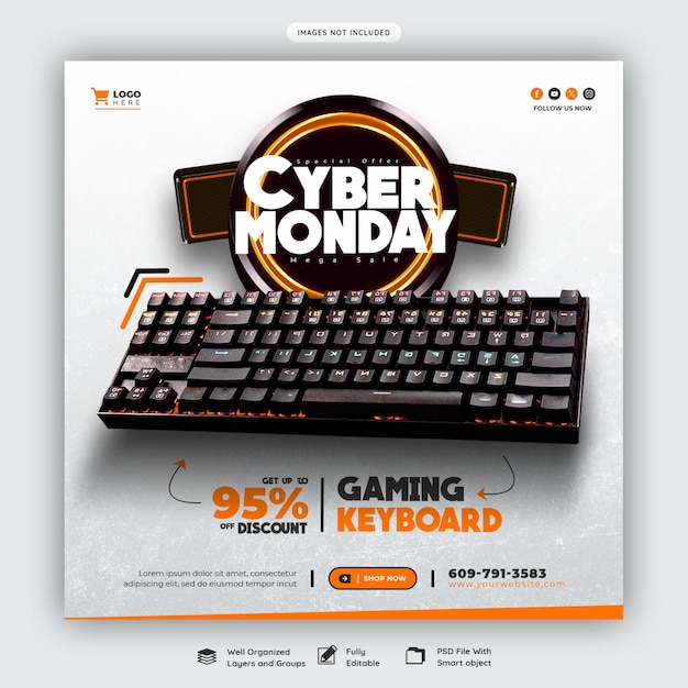 PSD gratuito cyber monday super sale banner de las redes sociales o plantilla de publicación