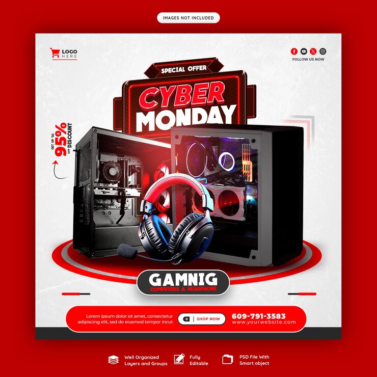 PSD gratuito cyber monday super sale banner de las redes sociales o plantilla de publicación