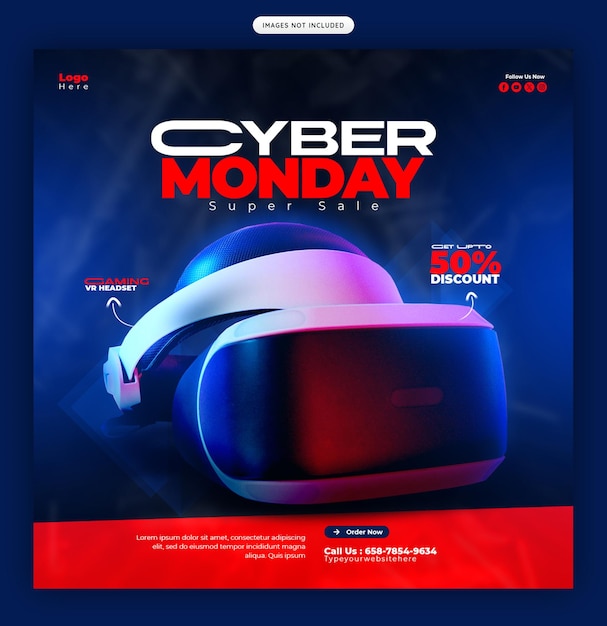 El Cyber Monday Super Sale es un banner de redes sociales o una plantilla de publicación de Instagram