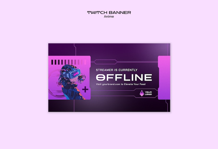 Gratis PSD cyberpunk anime twitch banner