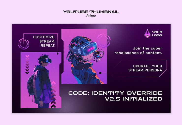 PSD Gratis cyberpunk anime youtube thumbnail