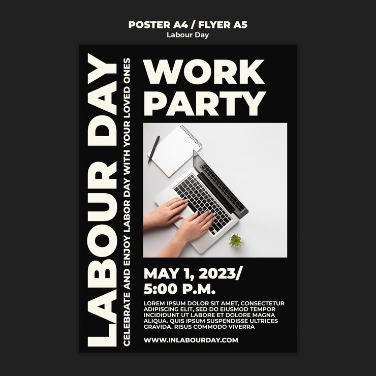 Gratis PSD dag van de arbeid poster sjabloon