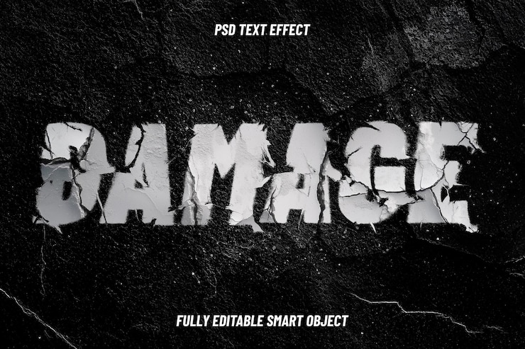 PSD Gratis damage editable text effect