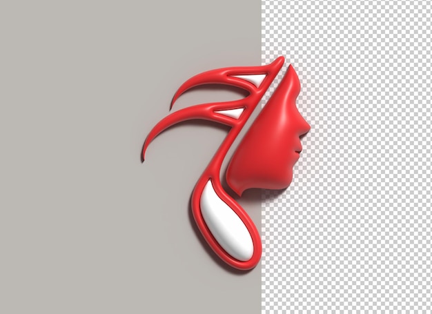 Dans en muziek Logo Design met Human Face Logo 3D illustratie Design
