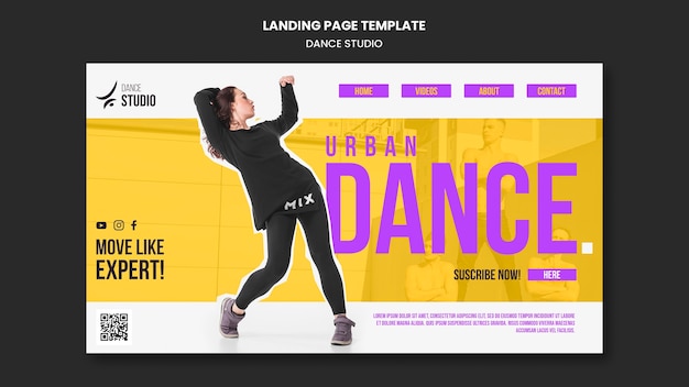 Gratis PSD dansles studio bestemmingspagina