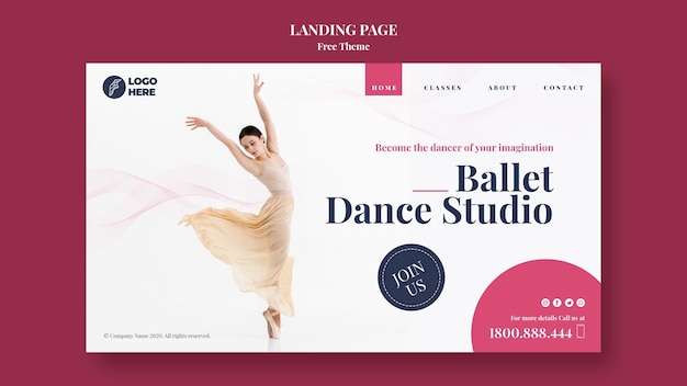 Gratis PSD dansstudio bestemmingspagina sjabloon