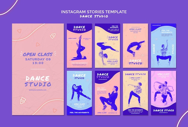 Gratis PSD dansstudio instagram-verhalen