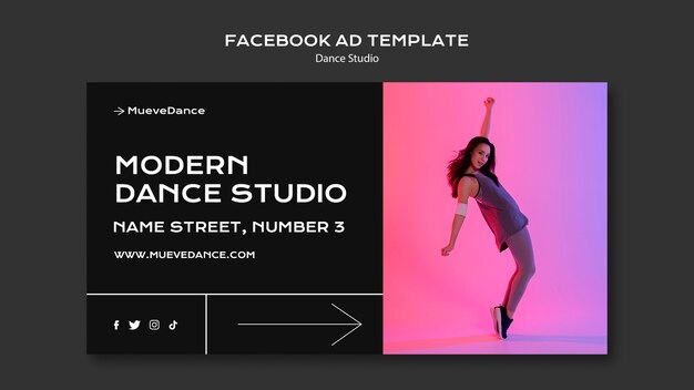 Dansstudio social media promo-sjabloon met minimalistisch ontwerp