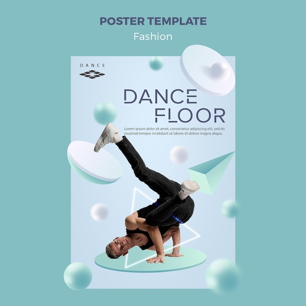 Gratis PSD dansvloer poster sjabloon concept