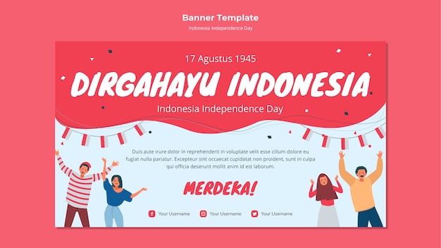 Gratis PSD de dag van de onafhankelijkheid van indonesië banner stijl