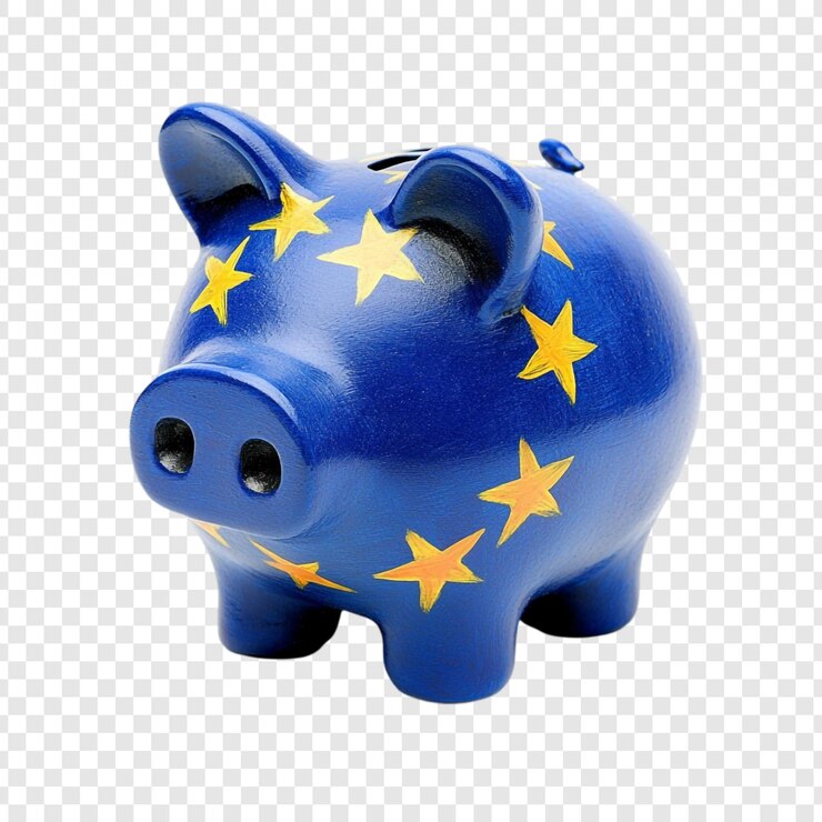 Gratis PSD de europese unie piggy bank een symbool van spaargeld en de eu