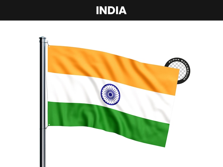 Gratis PSD de vlag van india zwaait op een paal