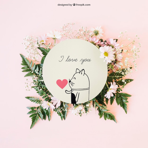 PSD gratuito decoración de boda con tarjeta circular