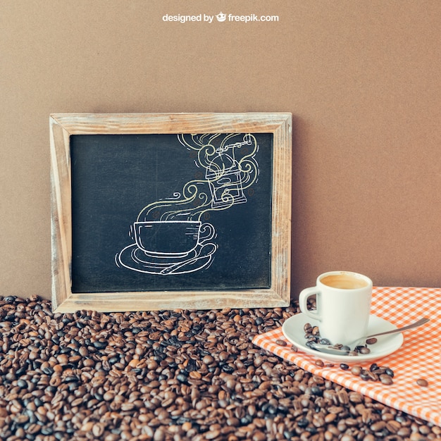 PSD gratuito decoración de café con pizarra