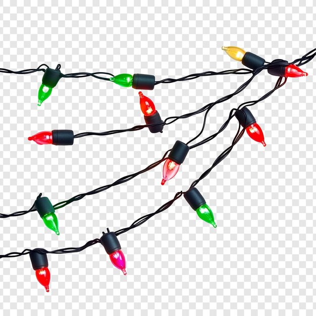 Decoración festiva de luces navideñas de colores con bombillas brillantes