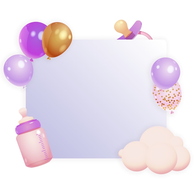 PSD gratuito decoraciones para fiestas de baby girl shower