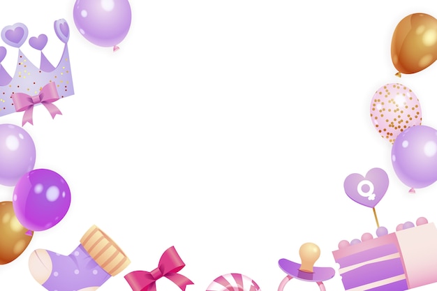 PSD gratuito decoraciones para fiestas de baby girl shower