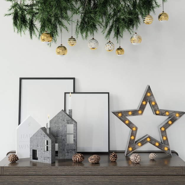 PSD gratuito decoraciones de navidad en la mesa