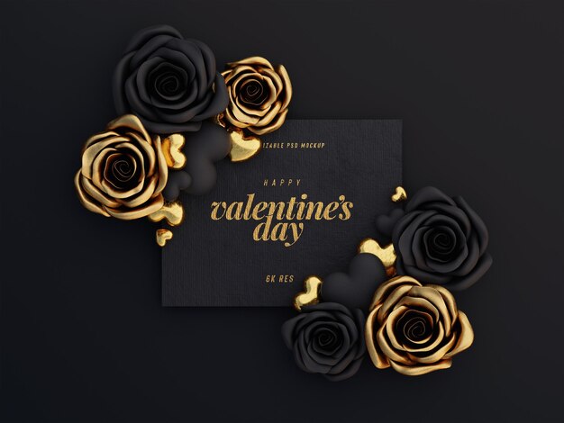 Decoratieve Cute Love Hearts Happy Valentines Day uitnodiging Mockup Template
