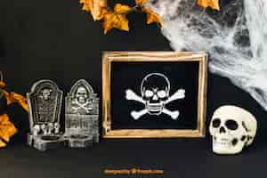 Gratis PSD decoratieve halloween leisteenmockup