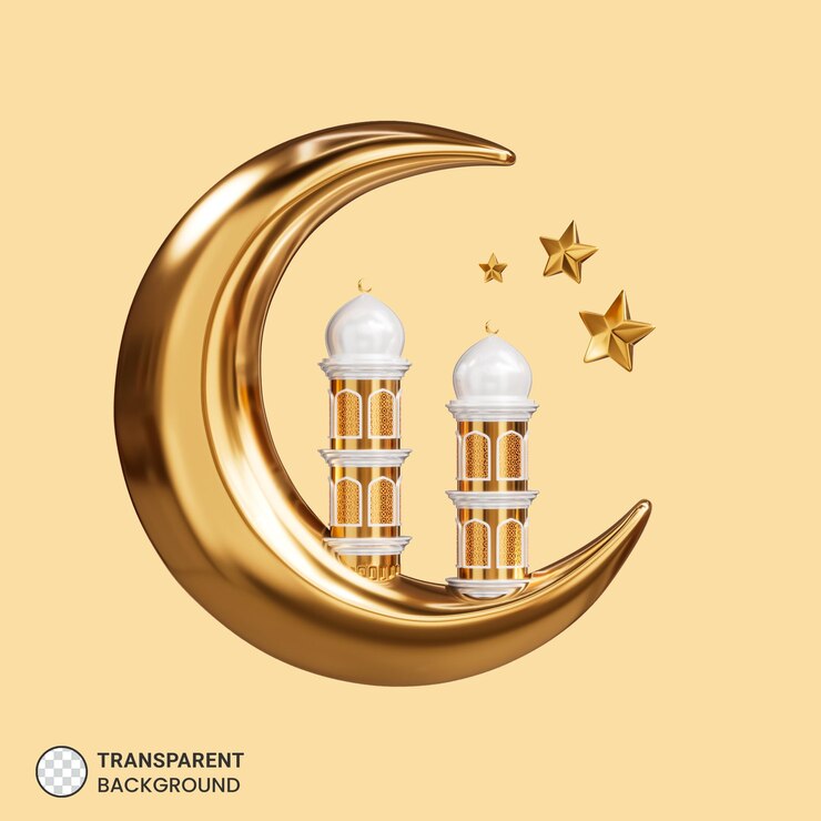 PSD Gratis decorative crescent moon and stars 3d illustartion