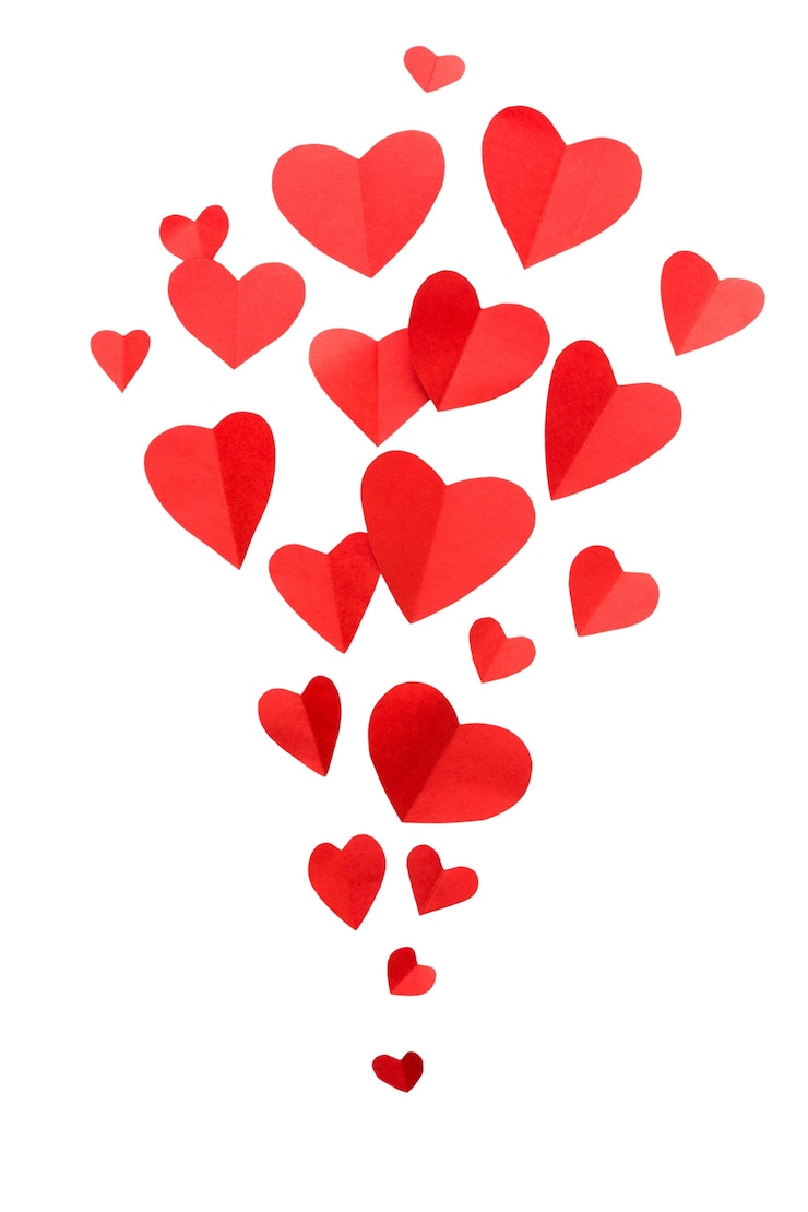 PSD gratuito decorazione di cuori isolata