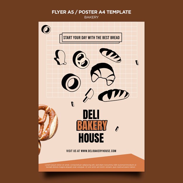 Deli bakkerij huis poster sjabloon