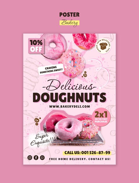 Delici ciambelle volante della panetteria con offerta speciale